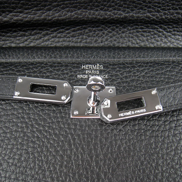 High Quality Hermes Kelly Long Clutch Bag Black H009 Replica - Click Image to Close